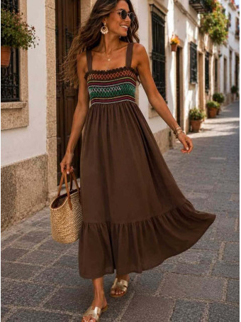 Vestido Nido de Abeja SUNAYA Marrón HEVE
