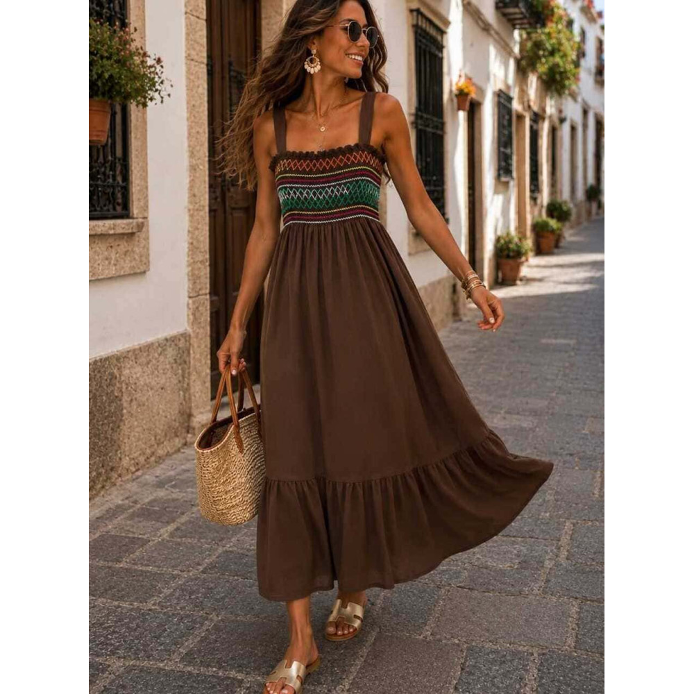 Vestido Nido de Abeja SUNAYA Marrón HEVE