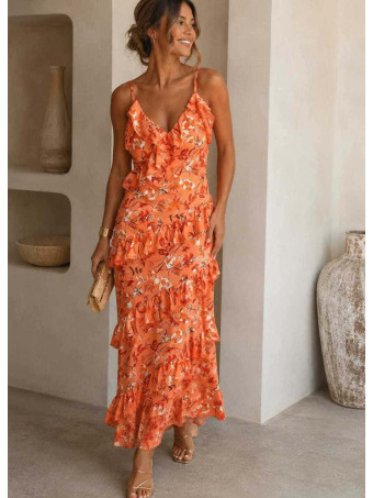 Vestido Estampado Volantes CALANDRA Coral HEVE