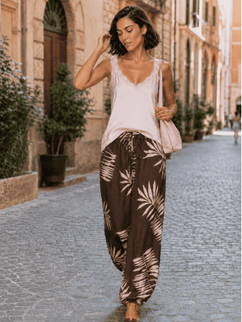 Pantalón Bombacho Hojas VIRENA Marrón HEVE