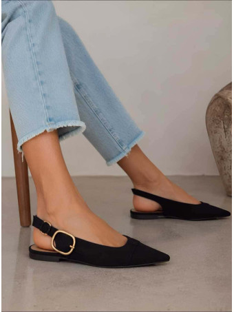 Zapato Destalonado Efecto Ante SIGRID Negro HEVE