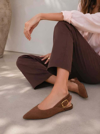 Zapato Destalonado Efecto Ante SIGRID Marrón HEVE