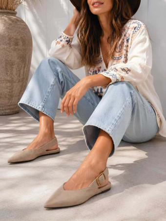 Zapato Destalonado Efecto Ante SIGRID Taupe HEVE