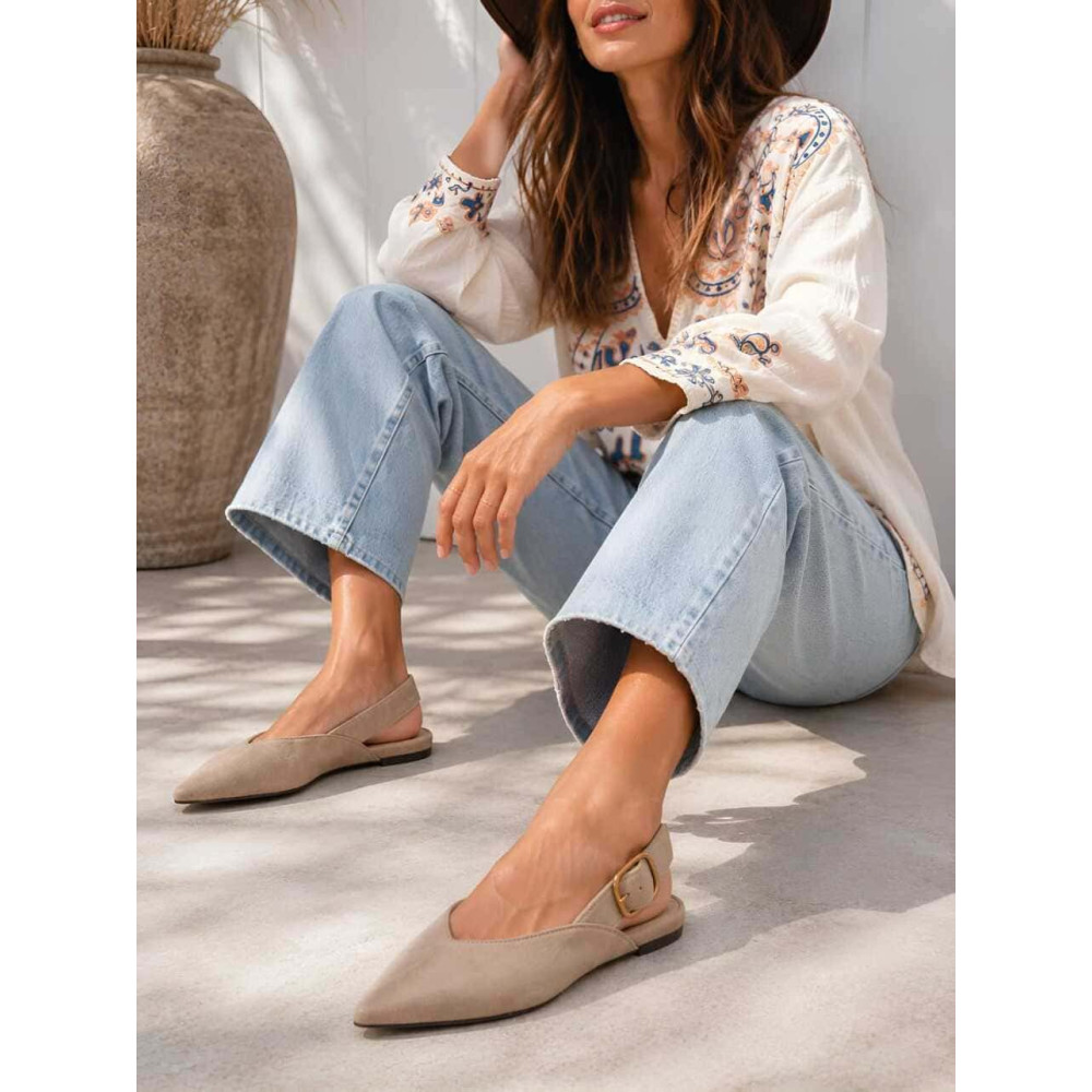 Zapato Destalonado Efecto Ante SIGRID Taupe HEVE