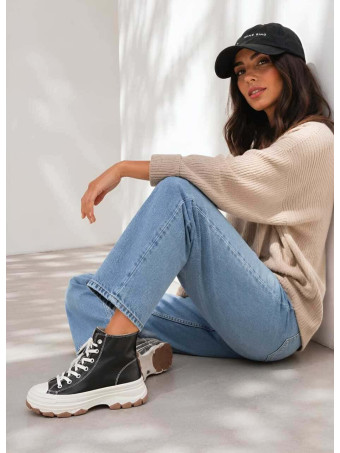 Sneaker Abotinada Piel Sintética HUSTLE Negro HEVE