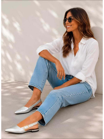 Zapato Destalonado Efecto Piel VYRESSA Plata HEVE