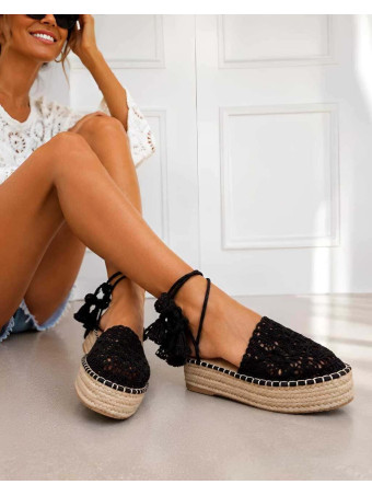 Alpargata Atada Crochet ELUNARA Negro HEVE