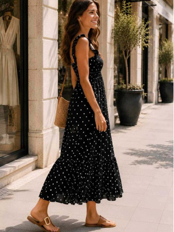 Vestido Lunares Nido de Abeja SALENZIA Marino HEVE