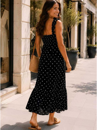 Vestido Lunares Nido de Abeja SALENZIA Marino HEVE