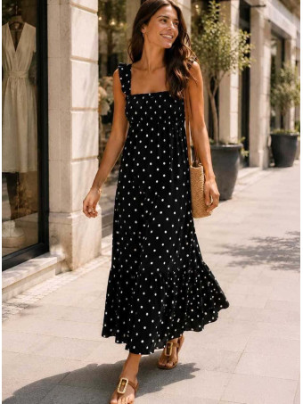 Vestido Lunares Nido de Abeja SALENZIA Marino HEVE
