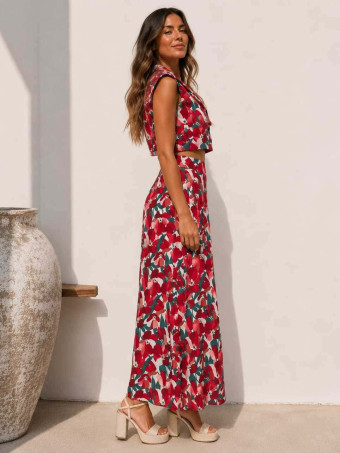 Conjunto Estampado Flores LORIEN Burdeos HEVE