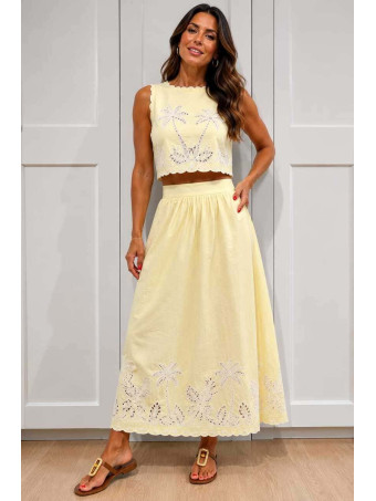 Conjunto Bordado-Perforado MYHALA Amarillo HEVE