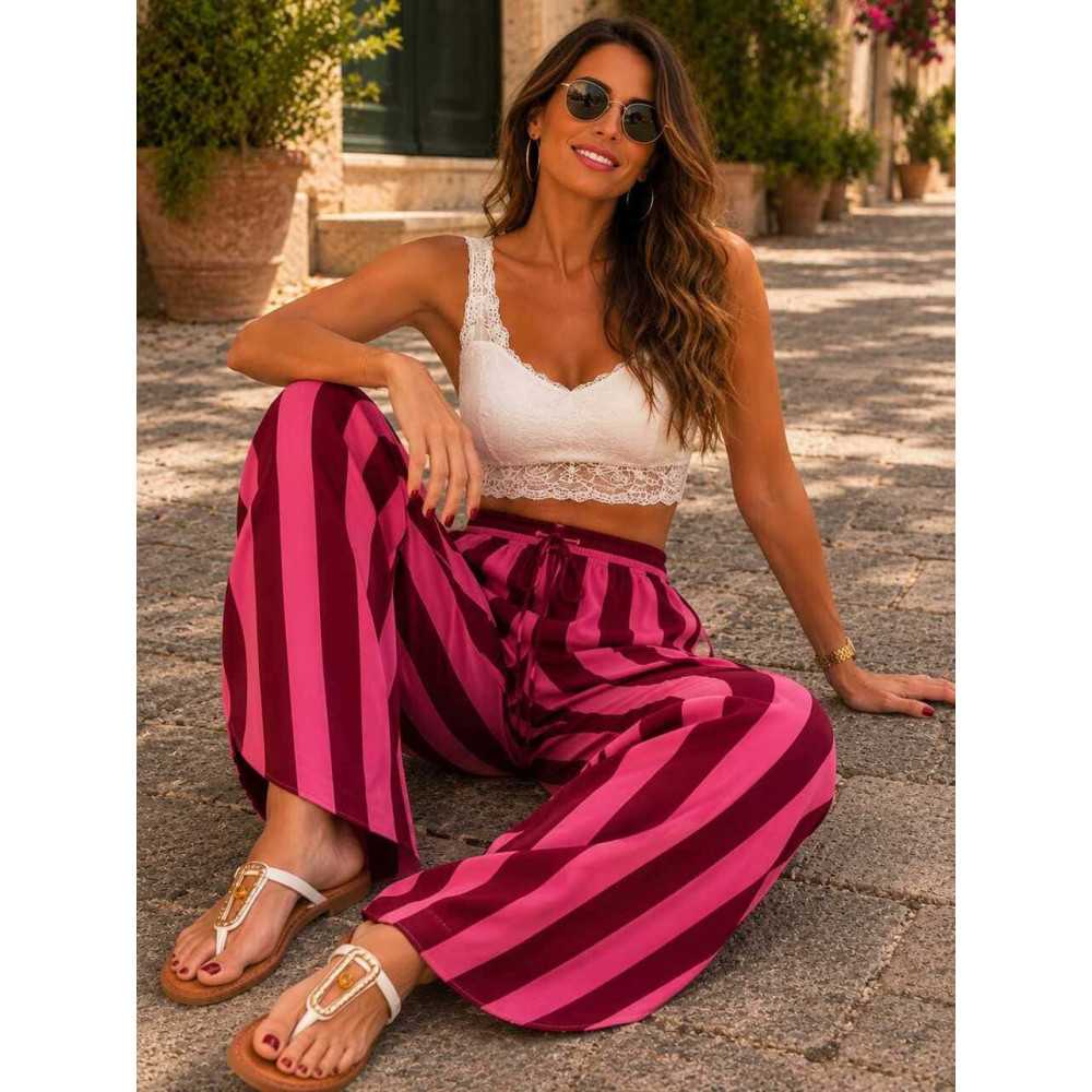 Pantalón Palazzo Rayas VOSSEL Rosa HEVE