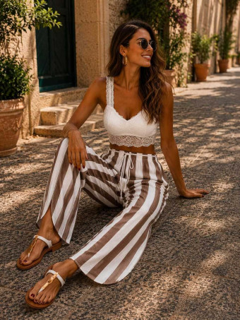 Pantalón Palazzo Rayas VOSSEL Marrón HEVE