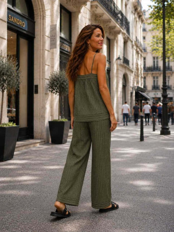 Conjunto Estampado Rayas ZAVANI Verde Oliva HEVE
