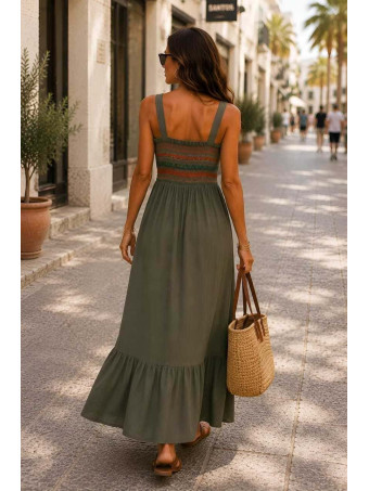 Vestido Nido de Abeja SUNAYA Verde Militar HEVE