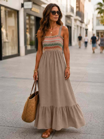 Vestido Nido de Abeja SUNAYA Taupe HEVE