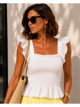 Top Nido de abeja MELYRA Blanco HEVE