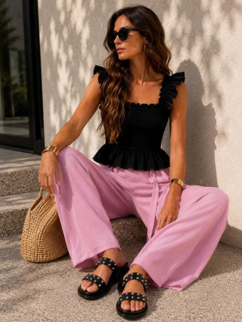 Top Nido de abeja MELYRA Negro HEVE