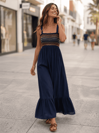 Vestido Nido de Abeja SUNAYA Marino HEVE