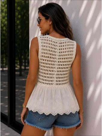 Top Crochet Combinado LAVINIA Beige HEVE