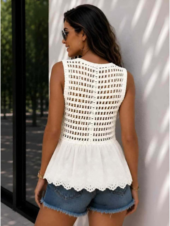 Top Crochet Combinado LAVINIA Crudo HEVE