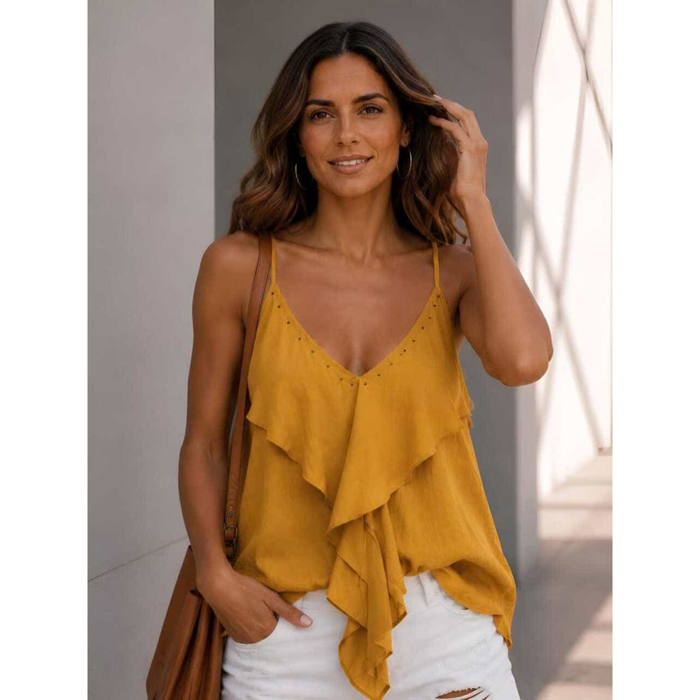 Cuerpo con Volante y Tachas TRESSA Mostaza HEVE