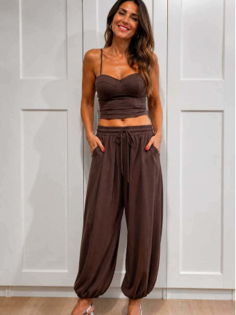 Conjunto Top y Pantalón MARLOW Marrón HEVE