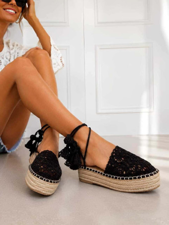 Alpargata Atada Crochet ELUNARA Negro HEVE
