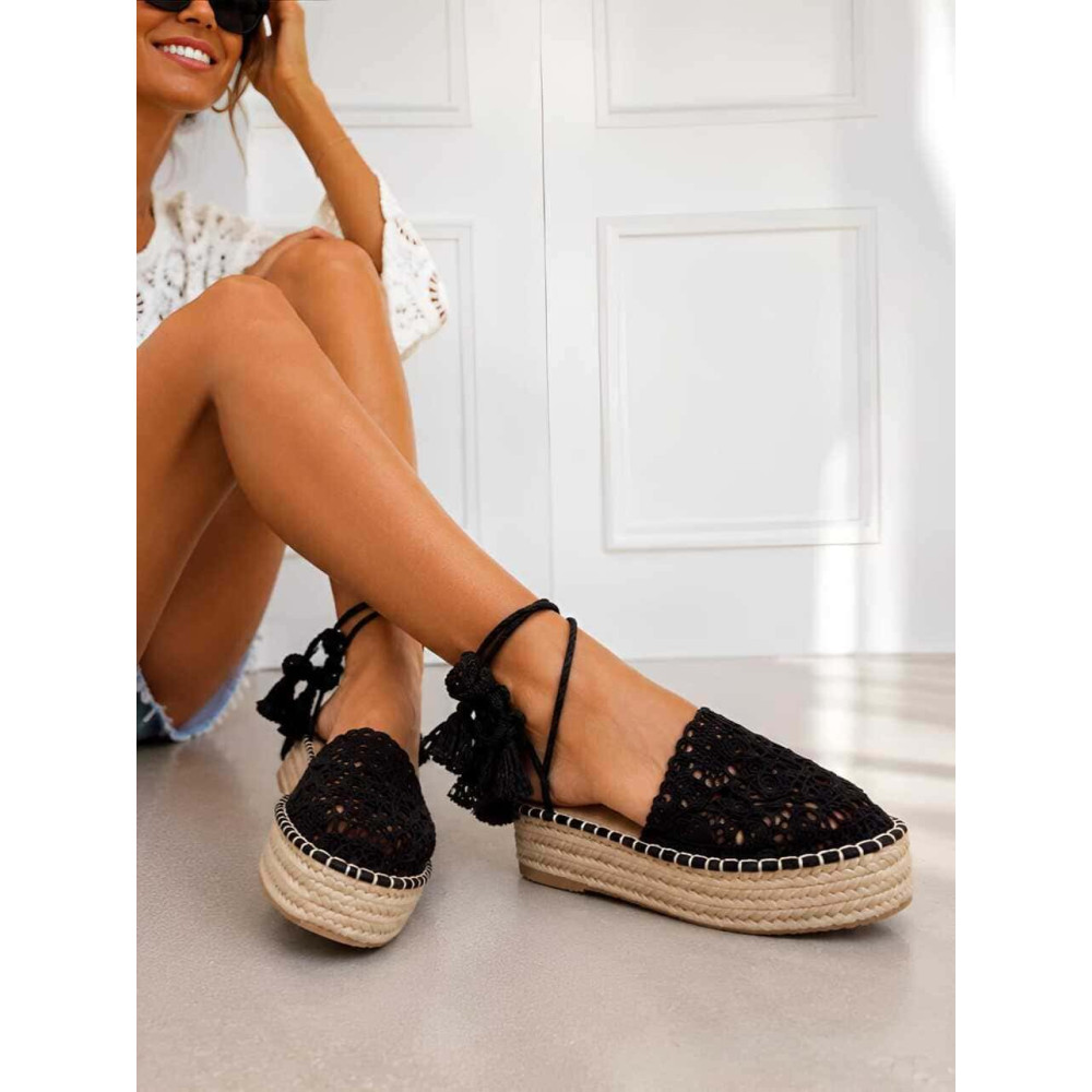 Alpargata Atada Crochet ELUNARA Negro HEVE