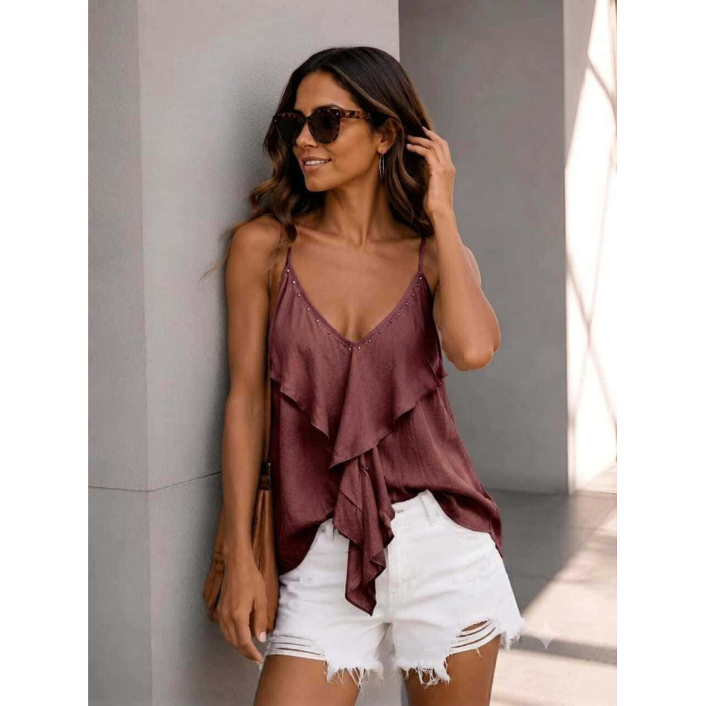 Cuerpo con Volante y Tachas TRESSA Burdeos HEVE