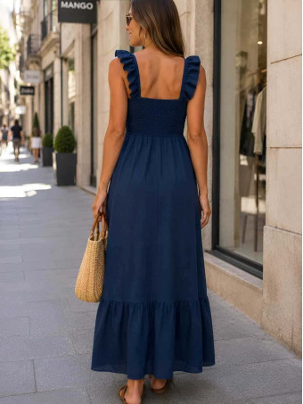 Vestido Largo Volantes VIANORA Marino HEVE
