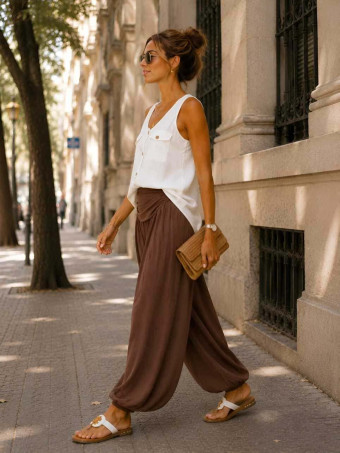 Pantalón Harem ALADDÍN Marrón HEVE