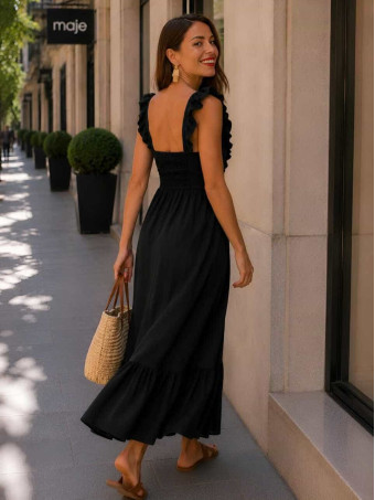 Vestido Largo Volantes VIANORA Negro HEVE