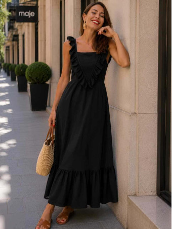 Vestido Largo Volantes VIANORA Negro HEVE