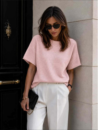 Punto Fino Manga Corta GILDREN Rosa HEVE