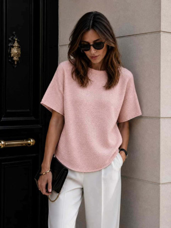 Punto Fino Manga Corta GILDREN Rosa HEVE