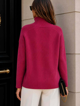 Jersey Canalé Cuello Subido KALGOOR Berenjena HEVE