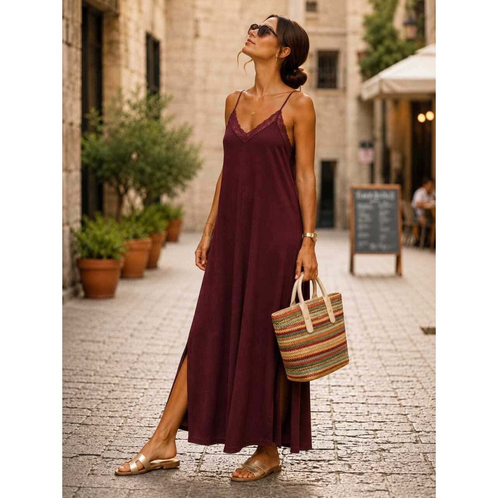 Vestido Lencero REENIE Burdeos HEVE