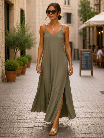 Vestido Lencero REENIE Verde Militar HEVE