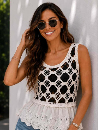 Top Crochet Combinado ELVORA Beige