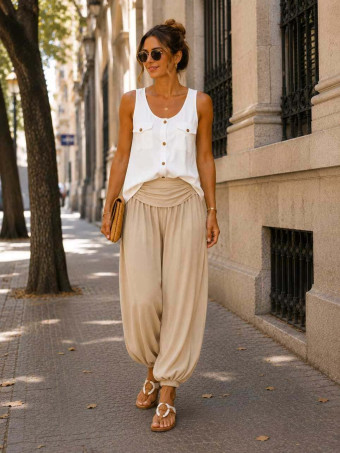 Pantalón Harem ALADDÍN Beige HEVE