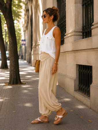 Pantalón Harem ALADDÍN Beige HEVE