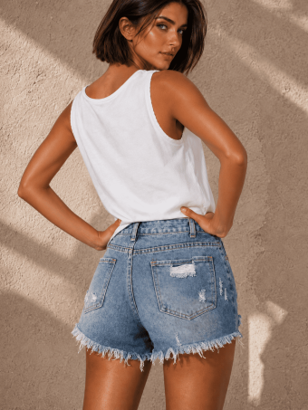 Short Denim Ripped EVILA Light Blue HEVE