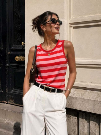 Camiseta Rayas sin Mangas BREZZA Rojo HEVE