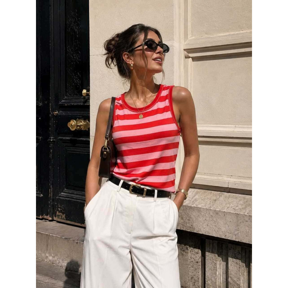 Camiseta Rayas sin Mangas BREZZA Rojo HEVE