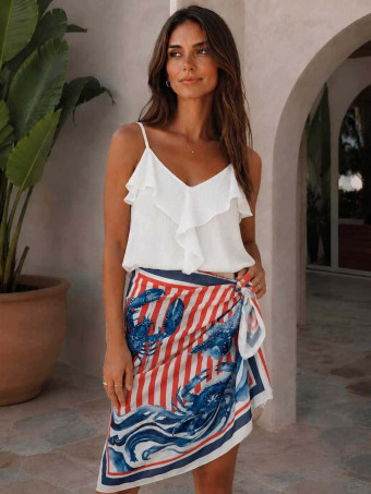 Falda Pareo Corta Estampado Marinero HEVE