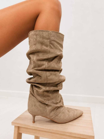 Bota Slouchy Efecto Ante SEREYA Taupe HEVE