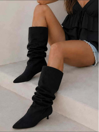 Bota Slouchy Efecto Ante SEREYA Negro HEVE