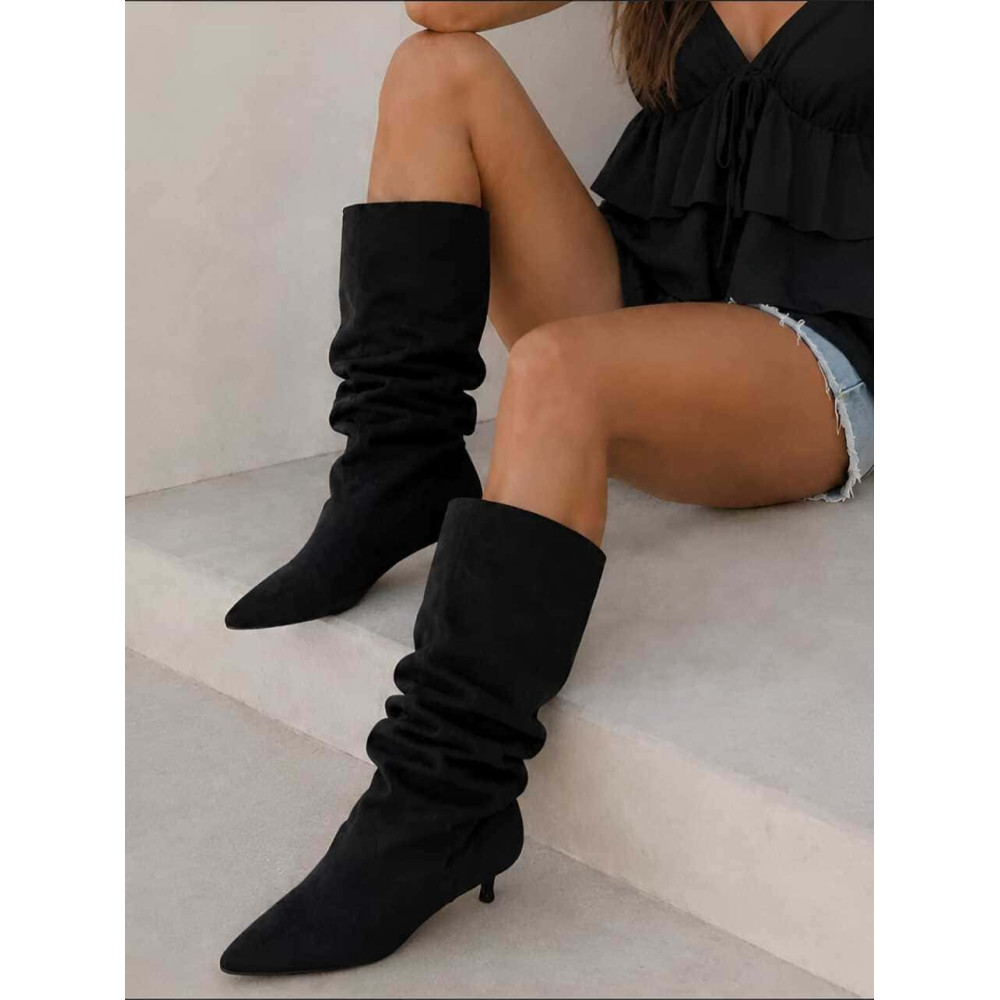 Bota Slouchy Efecto Ante SEREYA Negro HEVE